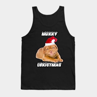 MERRY CHRISTMAS DOG WITH CHRISTMAS HAT T-Shirt Tank Top